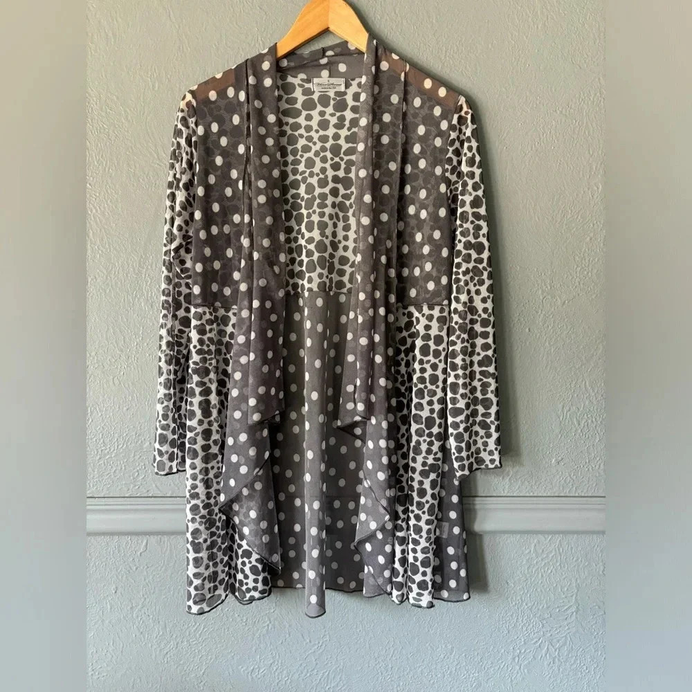 Vine Street Apparel Sheer Mixed Print Cardigan Open Front Drape S